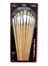 Set de 12 pinceaux plats Royal & Langnickel, soies naturelles blanches, n° 1 à 12