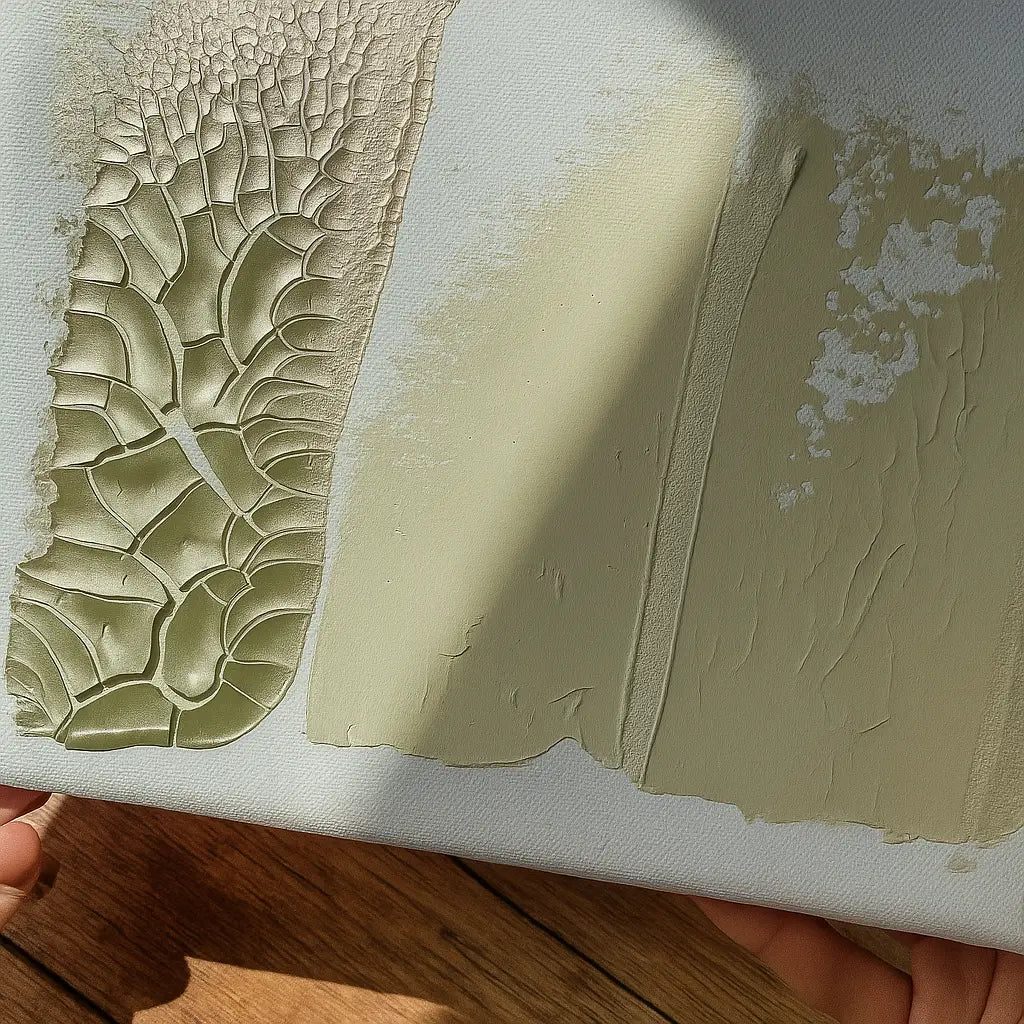 Mixing Crackle Paste With Acrylic Paint: Gold and White Paint on a Palette