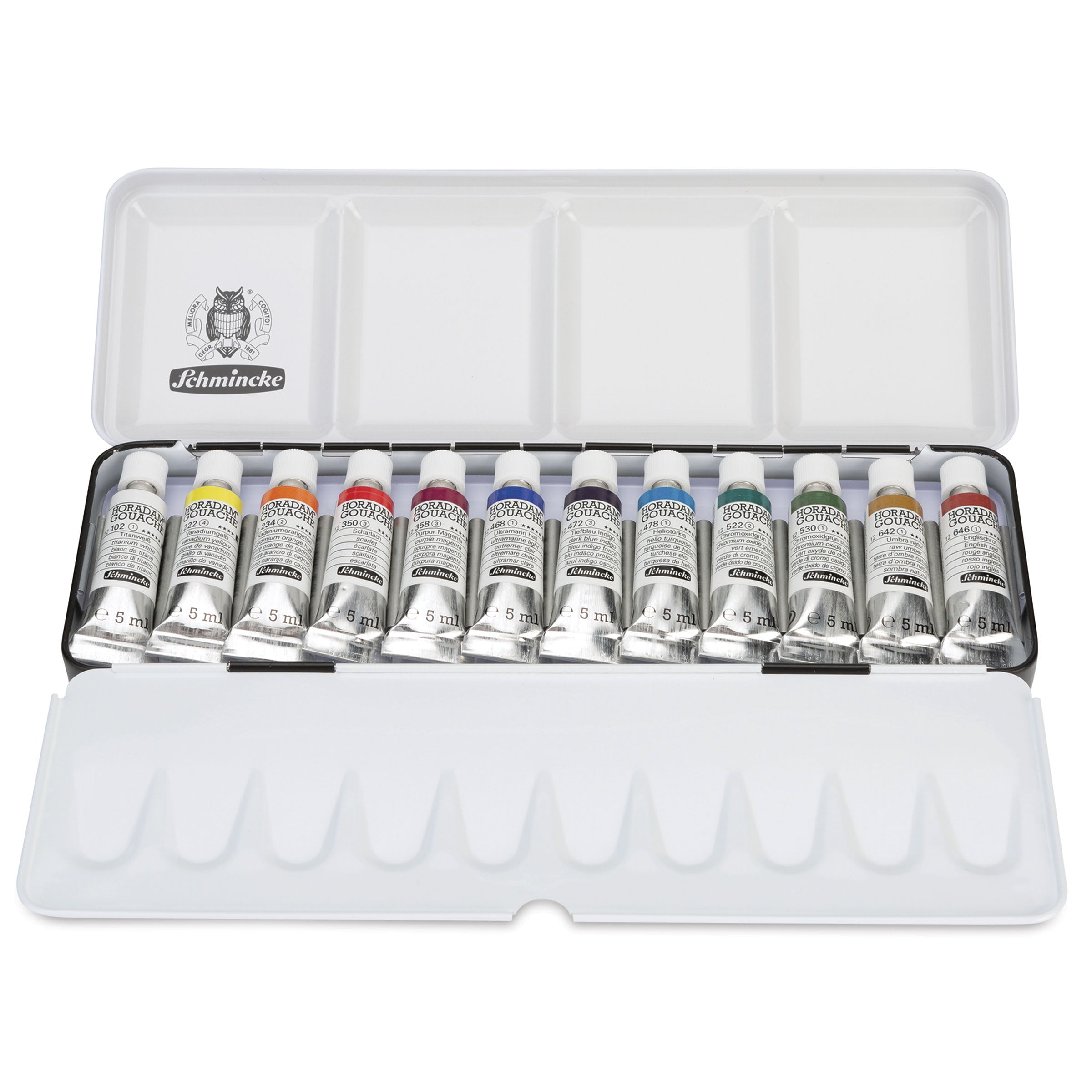 Kvašové farby Schmincke HORADAM v kovovom sete, 12 x 5 ml