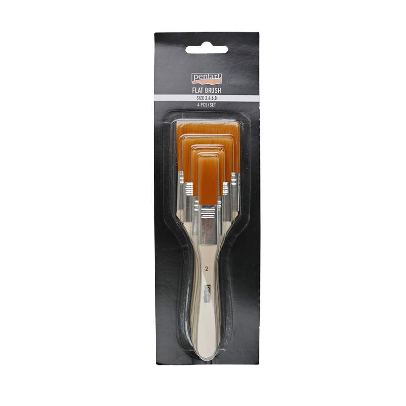 Sada kontúrovacích štetcov / 6 dielna – with soft bristles, 4 pcs, flat, size 2, 4, 6, 8
