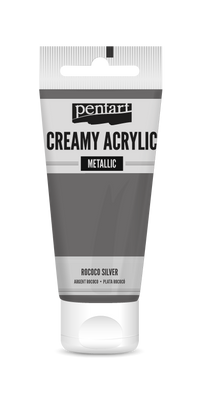 creamy acrylic metallic 60 ml – rokokové striebro