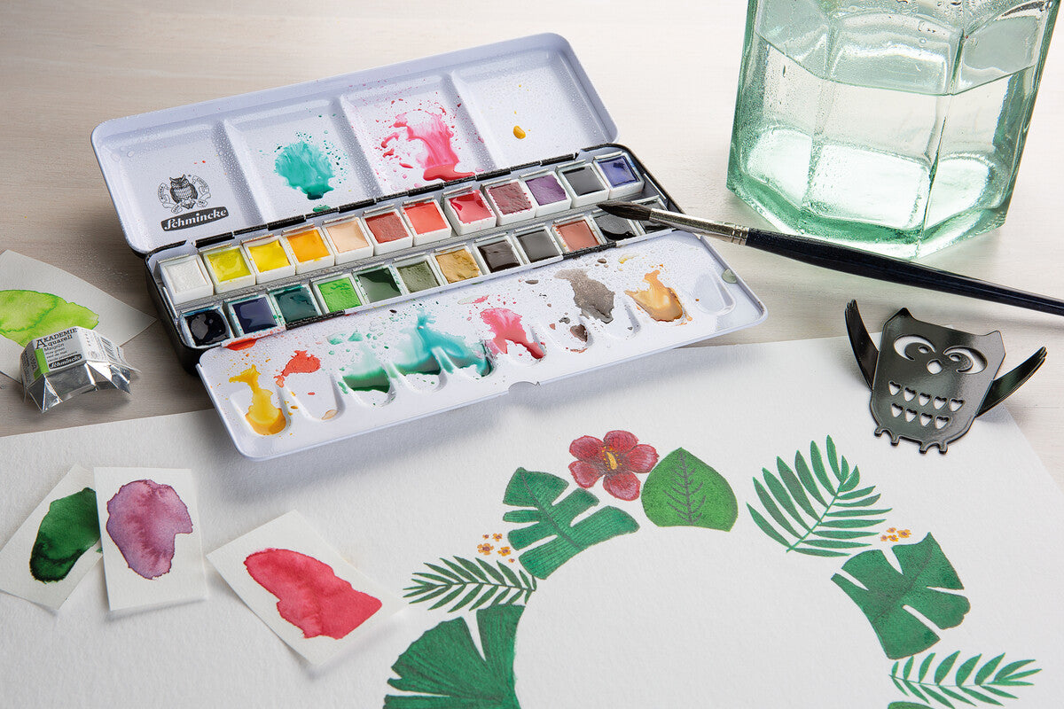 Schmincke AKADEMIE Aquarell prázdna kovová kazeta na akvarel, 24 x 1/2 panvičiek