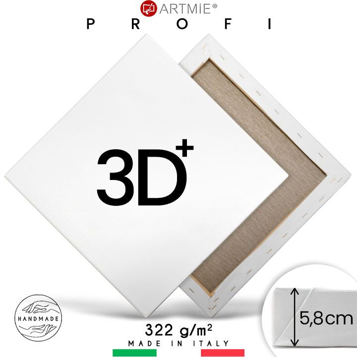 3D+ Maliarske plátno PROFI — bavlna 370 g/m² na smrekovom blindráme s hĺbkou 5,8 cm