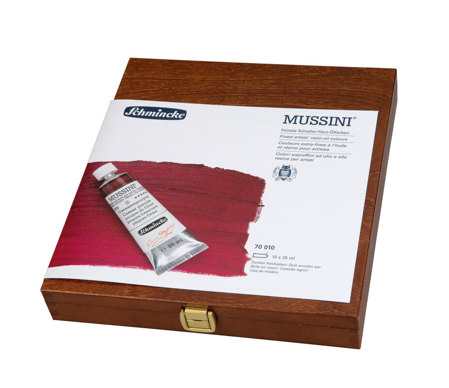 Drevený set olejových farieb Schmincke MUSSINI, 10 x 35 ml