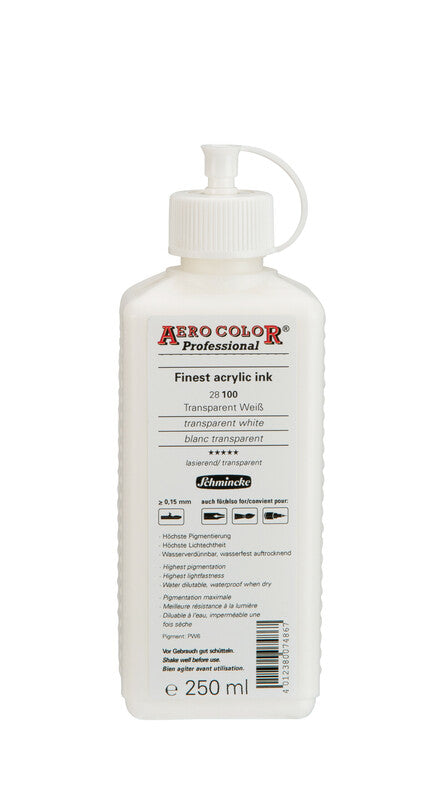 Akrylový atrament Schmincke AERO COLOR Professional 250 ml – 100 Transparentná biela