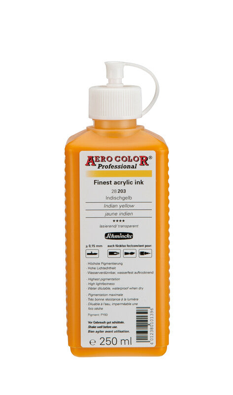 Akrylový atrament Schmincke AERO COLOR Professional 250 ml – 203 Indická žltá