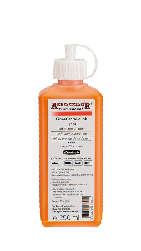 Akrylový atrament Schmincke AERO COLOR Professional 250 ml – 204 Kadmiová oranžová odtieň