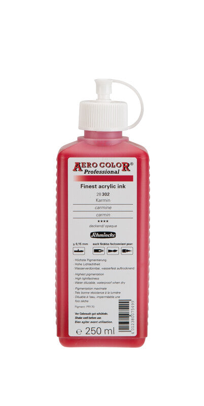 Akrylový atrament Schmincke AERO COLOR Professional 250 ml – 302 Karmínová