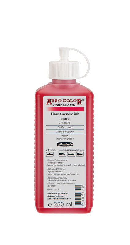 Akrylový atrament Schmincke AERO COLOR Professional 250 ml – 306 Brilantná červená