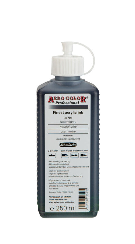 Akrylový atrament Schmincke AERO COLOR Professional 250 ml – 701 Neutrálna sivá