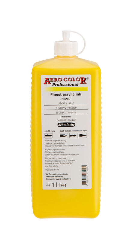 Akrylový atrament Schmincke AERO COLOR Professional 1 l – 202 Primárna žltá