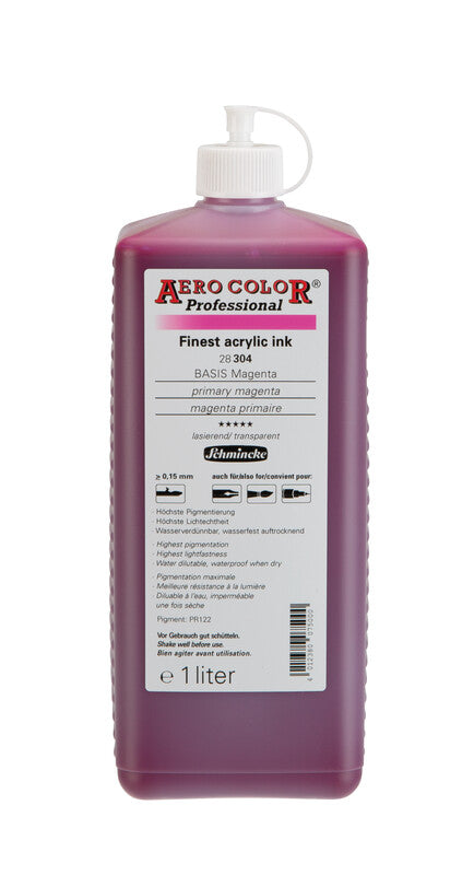 Akrylový atrament Schmincke AERO COLOR Professional 1 l – 304 Primárna purpurová (magenta)