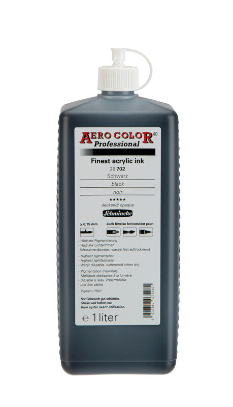 Akrylový atrament Schmincke AERO COLOR Professional 1 l – 702 Čierna