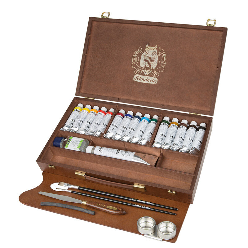 Drevený box Schmincke NORMA Professional, 15 x 35 ml + biela 120 ml