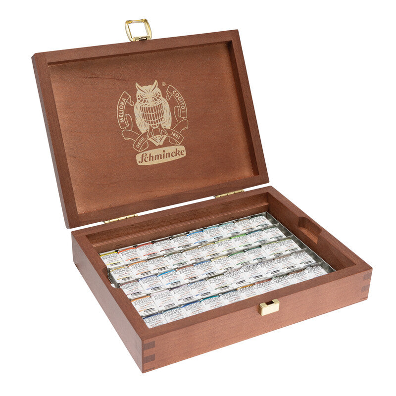 Drevený set akvarelových farieb Schmincke HORADAM Super Granulation – 50 x 1/2 panvička
