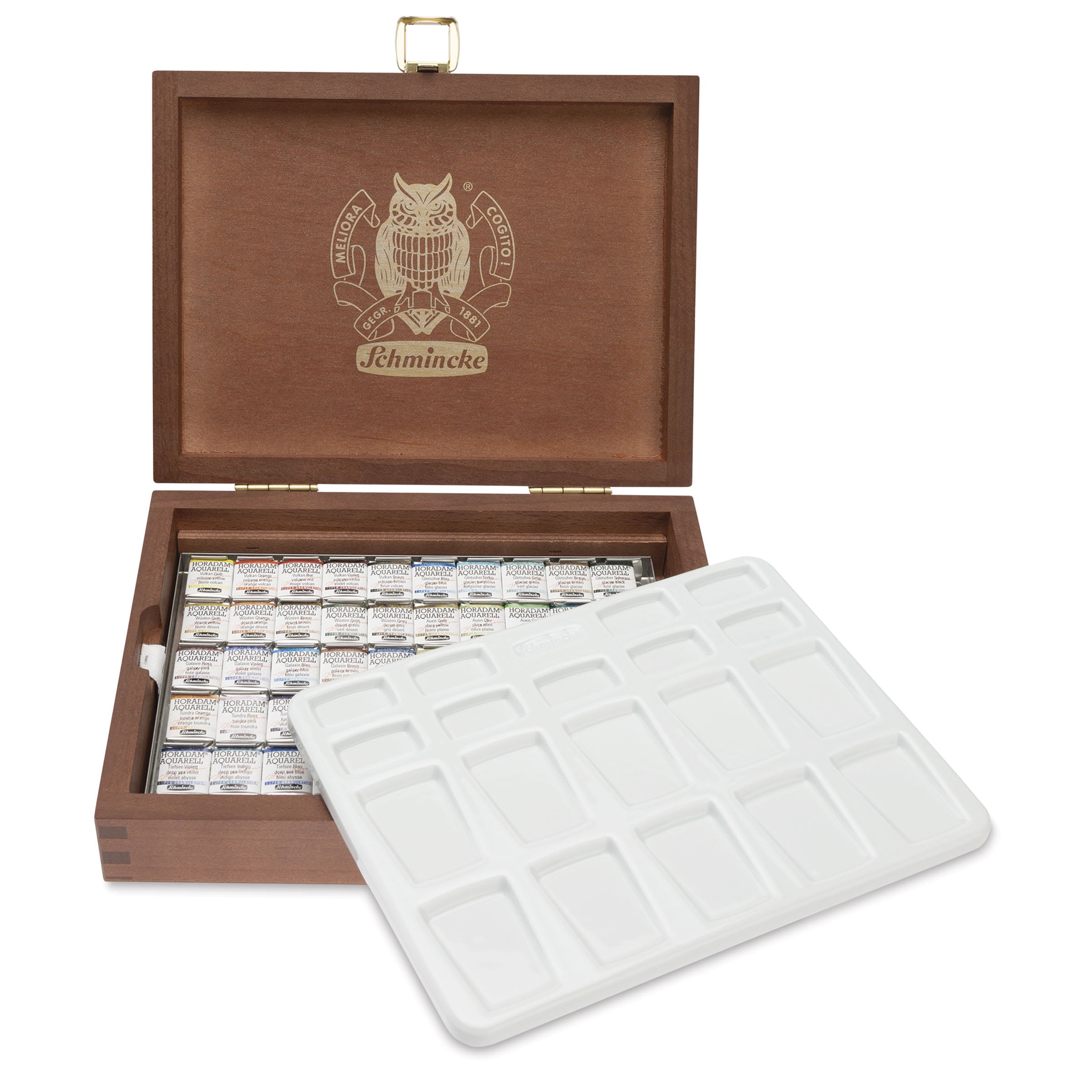 Drevený set akvarelových farieb Schmincke HORADAM Super Granulation – 50 x 1/2 panvička