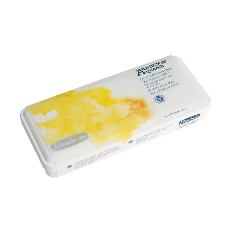 Akvarelové farby Schmincke AKADEMIE Aquarell v plastovom boxe - 9 x 1/2 panvičky