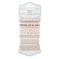Bavlnené stuhy „Handmade with Love“ – sada 6 ks x 2 m