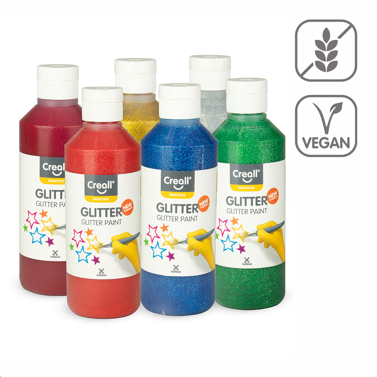 Creall súprava farieb Glitter – 6 × 250 ml, mix farieb