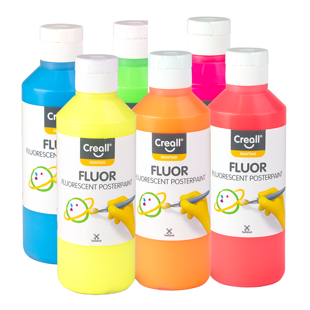 Creall súprava temperových farieb Fluor, 6 × 250 ml, mix farieb