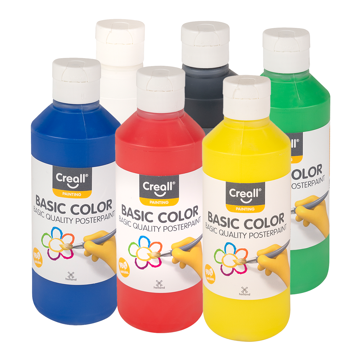 Temperové farby Creall – sada 6 × 250 ml, mix farieb