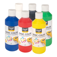 Temperové farby Creall – sada 6 × 250 ml, mix farieb
