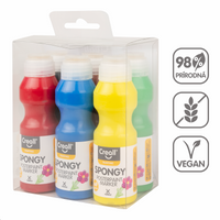Súprava temperových farieb s hubkou Creall Spongy – 6 × 70 ml
