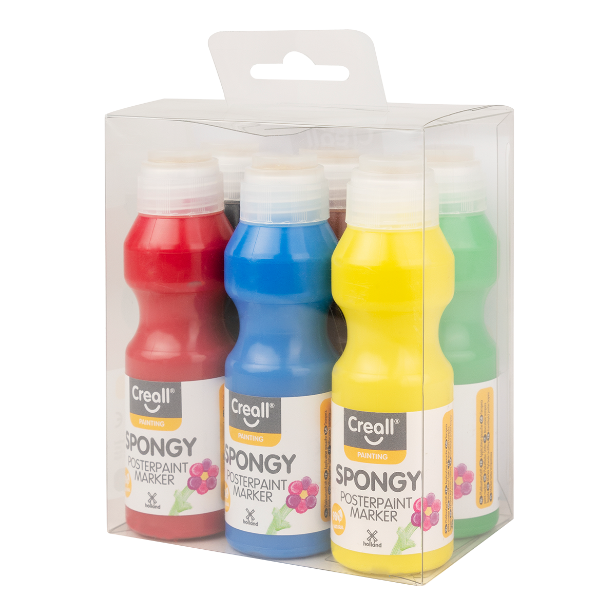 Súprava temperových farieb s hubkou Creall Spongy – 6 × 70 ml