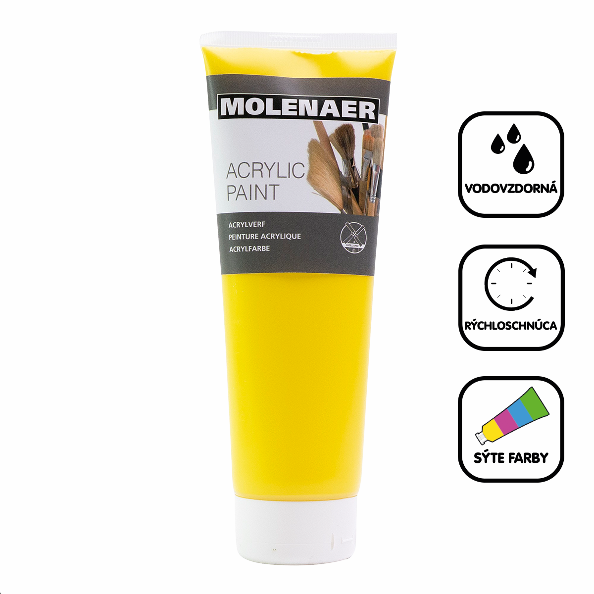 Akrylová farba Molenaer 250 ml – žltá
