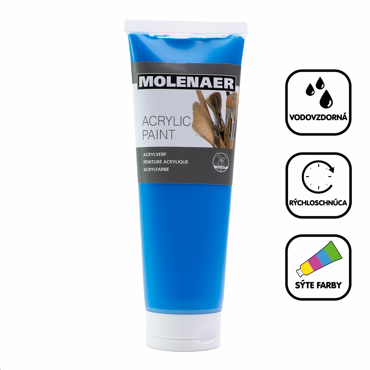 Akrylová farba Molenaer 250 ml – modrá