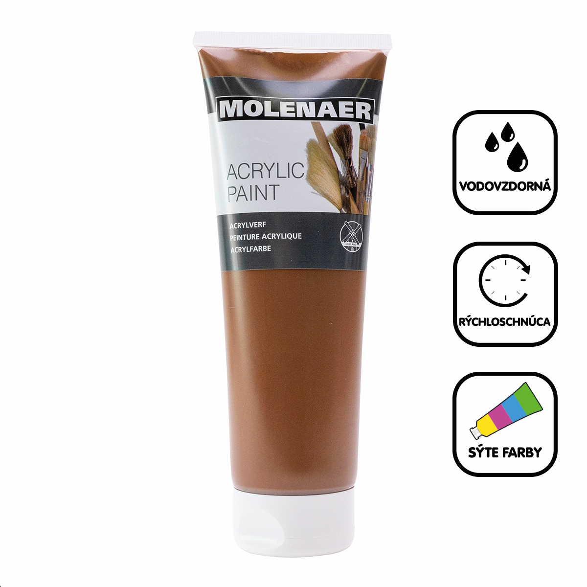 Akrylová farba Molenaer 250 ml – hnedá