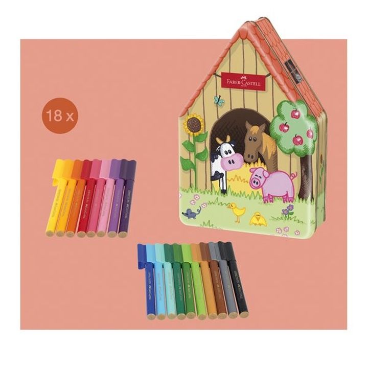 Faber-Castell popisovače s klipom Farma 18 ks