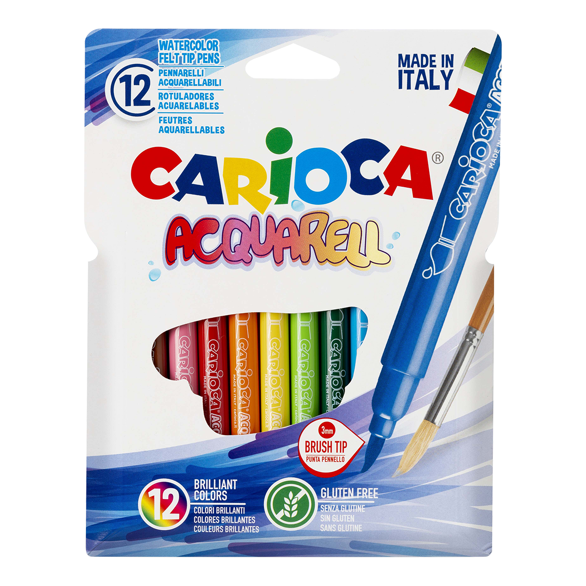 Akvarelové fixky Carioca, 12 ks, mix farieb
