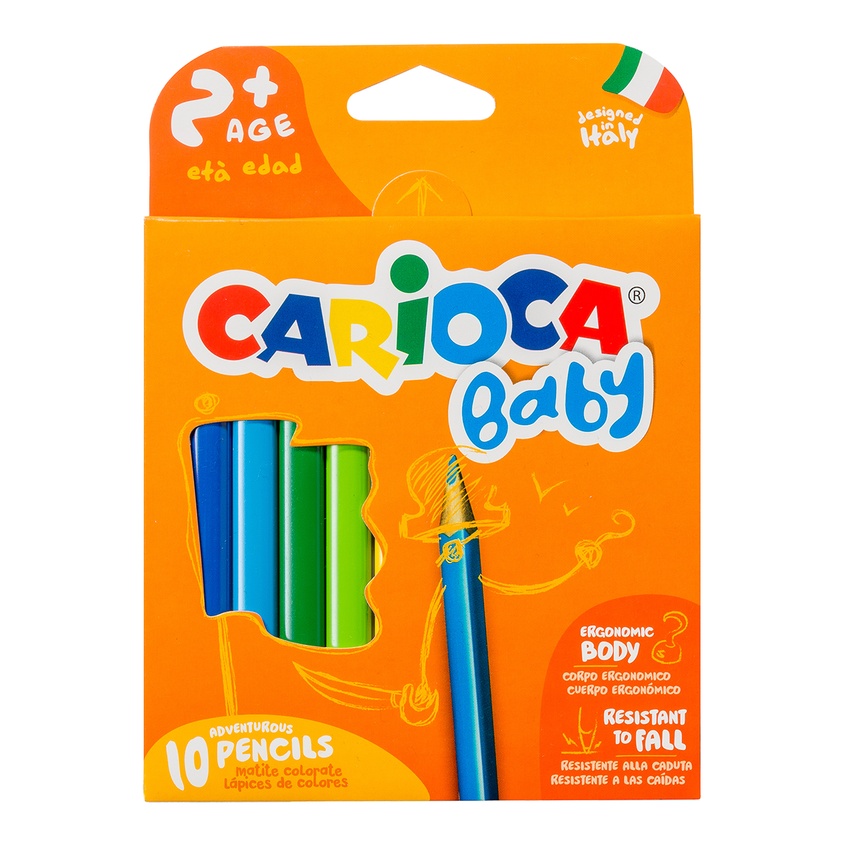 Trojhranné pastelky Carioca Baby 2+, 10 ks