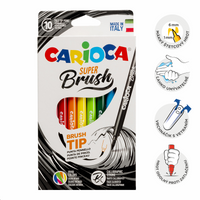 Carioca Brush fixky so štetcovým hrotom, 10 ks, mix farieb
