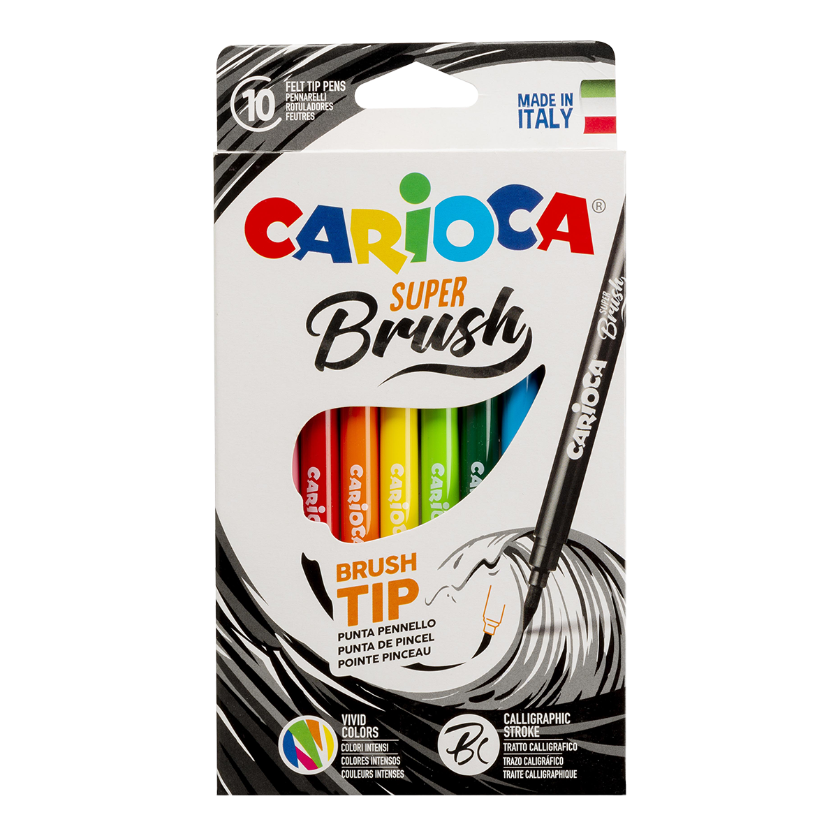 Carioca Brush fixky so štetcovým hrotom, 10 ks, mix farieb
