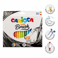 Carioca Brush fixky so štetcovým hrotom, 20 ks, mix farieb