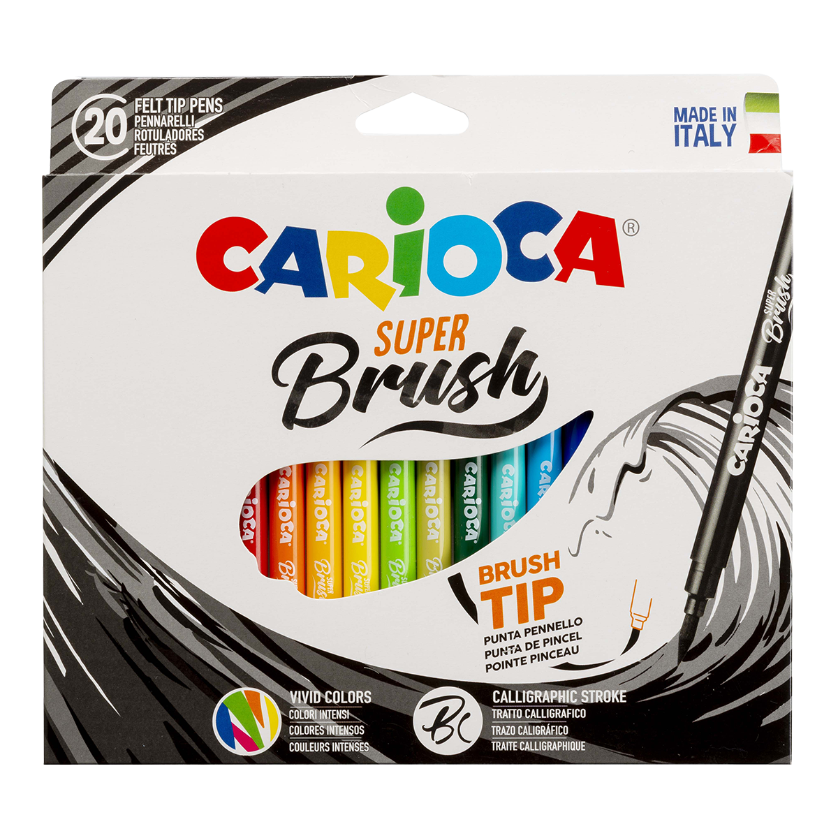 Carioca Brush fixky so štetcovým hrotom, 20 ks, mix farieb