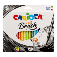 Carioca Brush fixky so štetcovým hrotom, 20 ks, mix farieb