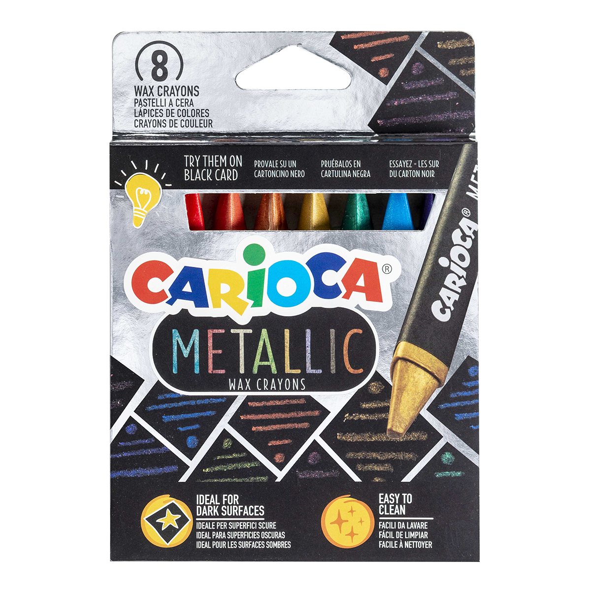 Trojhranné voskovky Carioca Metallic, 8 ks