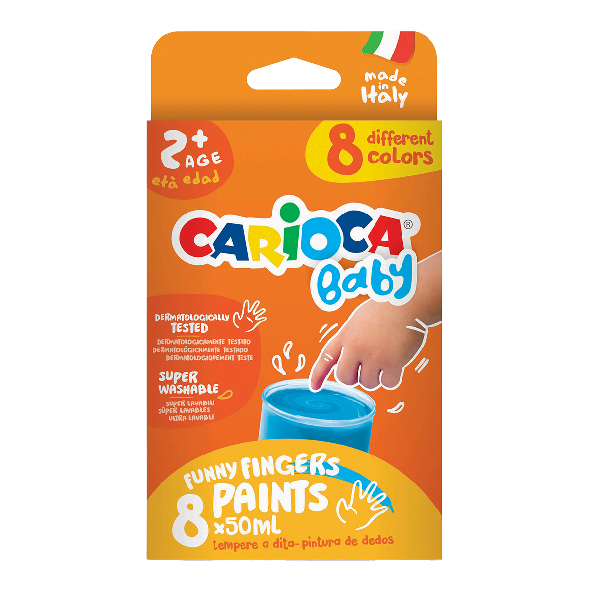 Prstové farby Carioca Baby 2+, 8 × 50 ml