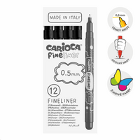 Jemné linery Carioca Fineliner 0,5 mm – 12 ks – čierny