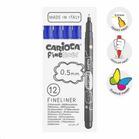 Jemné linery Carioca Fineliner 0,5 mm – 12 ks – tmavomodrý