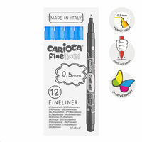 Jemné linery Carioca Fineliner 0,5 mm – 12 ks – svetlomodrý