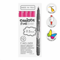 Jemné linery Carioca Fineliner 0,5 mm – 12 ks – ružový