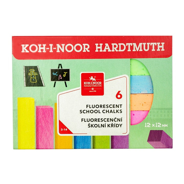 Fluorescenčné školské kriedy KOH-I-NOOR, sada 6 farieb