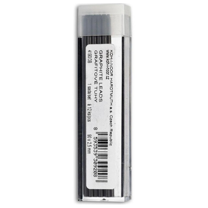 Grafitové tuhy KOH‑I‑NOOR 2,5 mm 3B – sada 12 ks