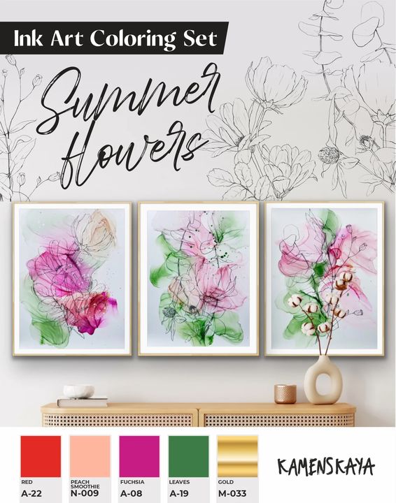 Atramentová sada Kamenskaya 'Summer Flowers'