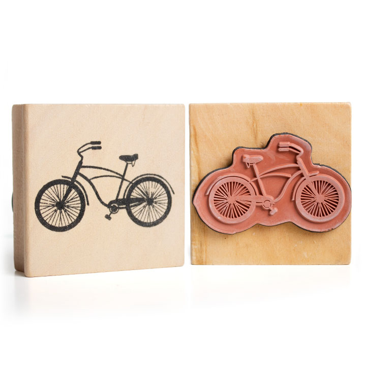 Drevená pečiatka bicykel