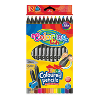 Trojhranné JUMBO pastelky Colorino z čierneho dreva so strúhadlom - 12 farieb